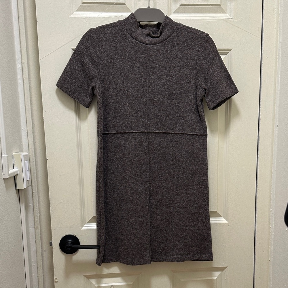 Zara Brown Knit Mock Neck Sweater Dress Size Medium